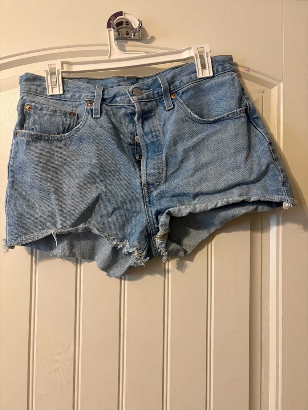 Levi's Light Blue Distressed Denim Cutoff Shorts